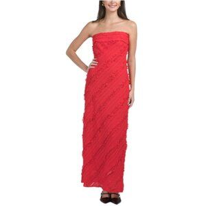 ENDLESS ROSE Strapless Ruffled Maxi Dress